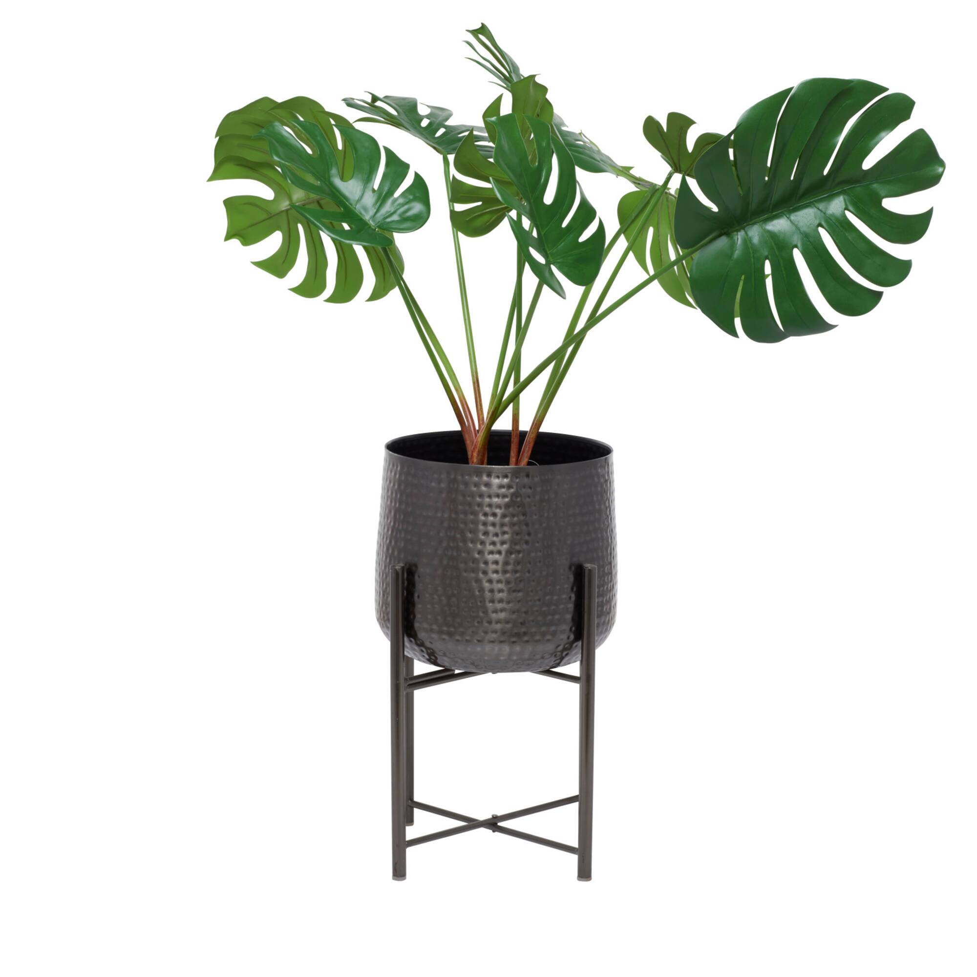 Black Modern Planter, Set of 2" 19", 17"
